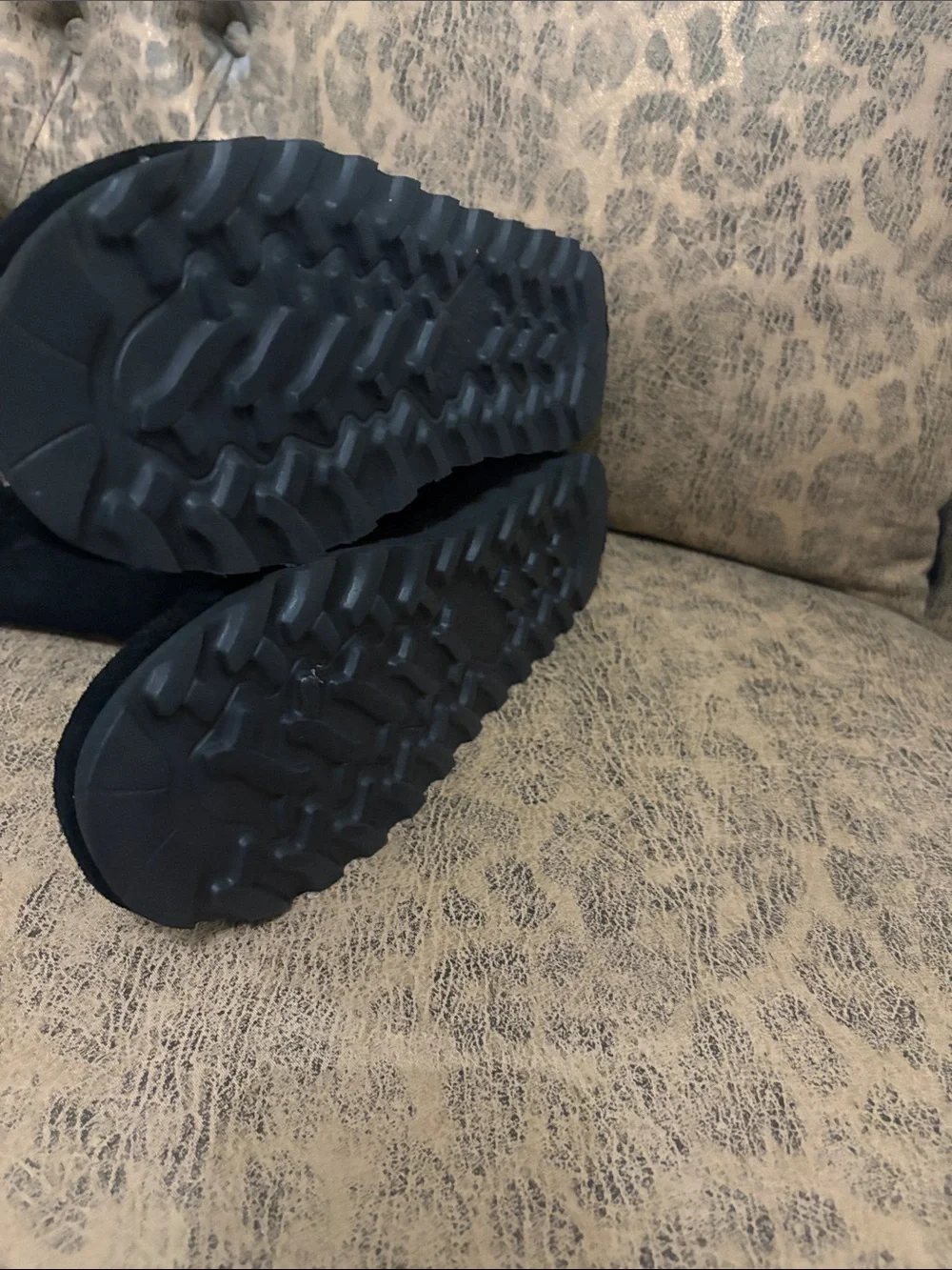 BearPaw Black Suede Shearling Tassel Winter Boots